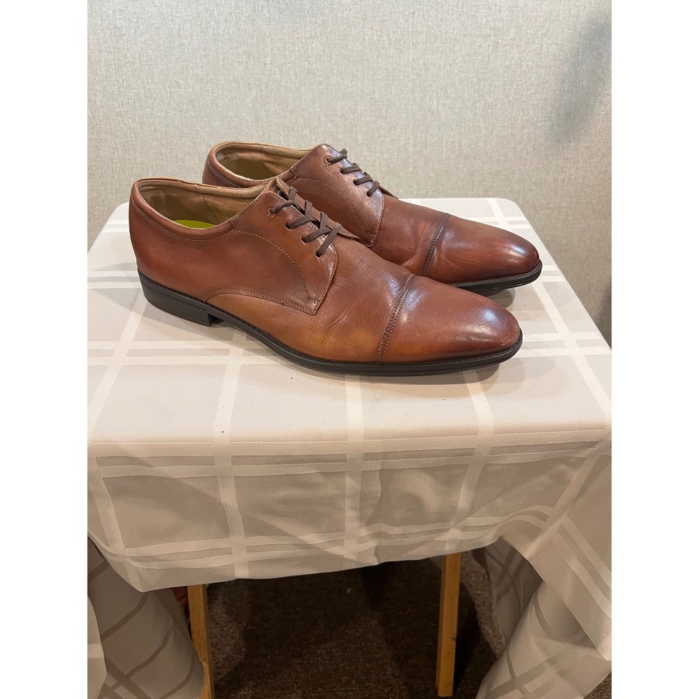 Florsheim Comfortech Mens 13M Brown Leather Cap Toe Derby Dress Shoes 11954-221